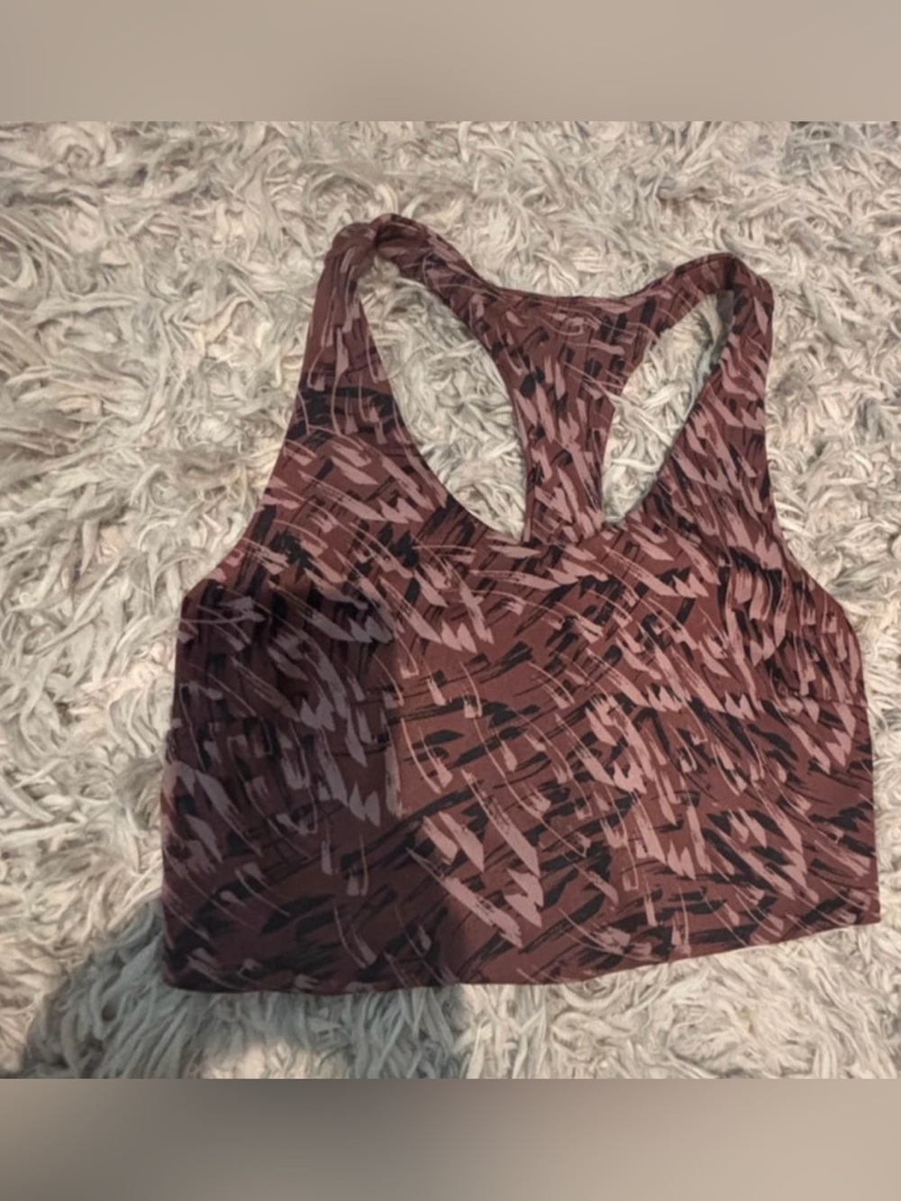 Zella Mauve & Black Patterned Racerback Sports Bra Size XS